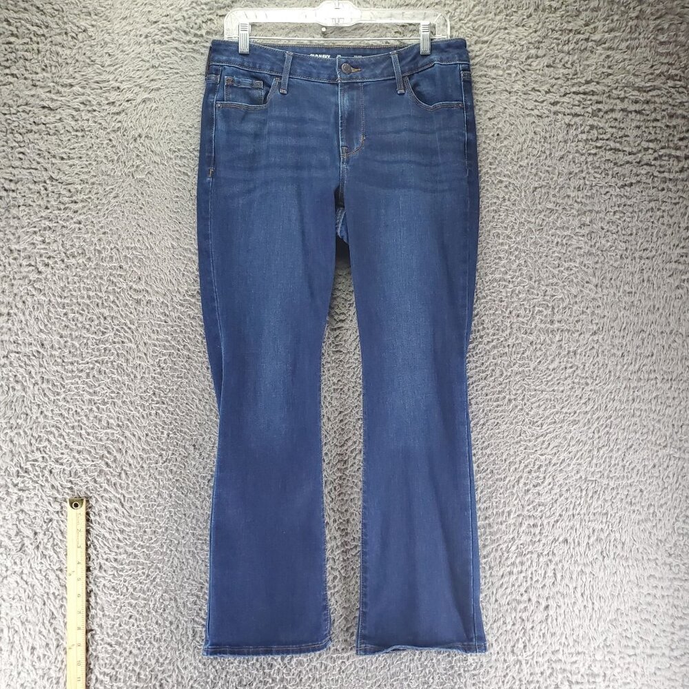 Old Navy Jeans Womens 10 Petite Blue Mid-Rise Kicker Boot-Cut Stretch Denim